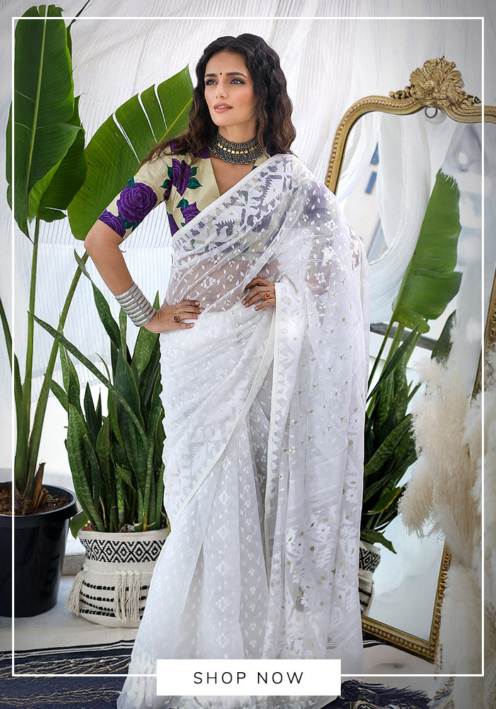 White jamdani saree