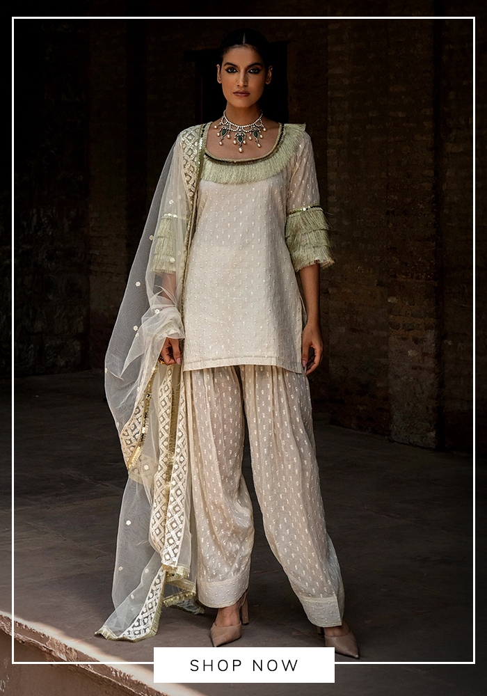 White silk farshi salwar