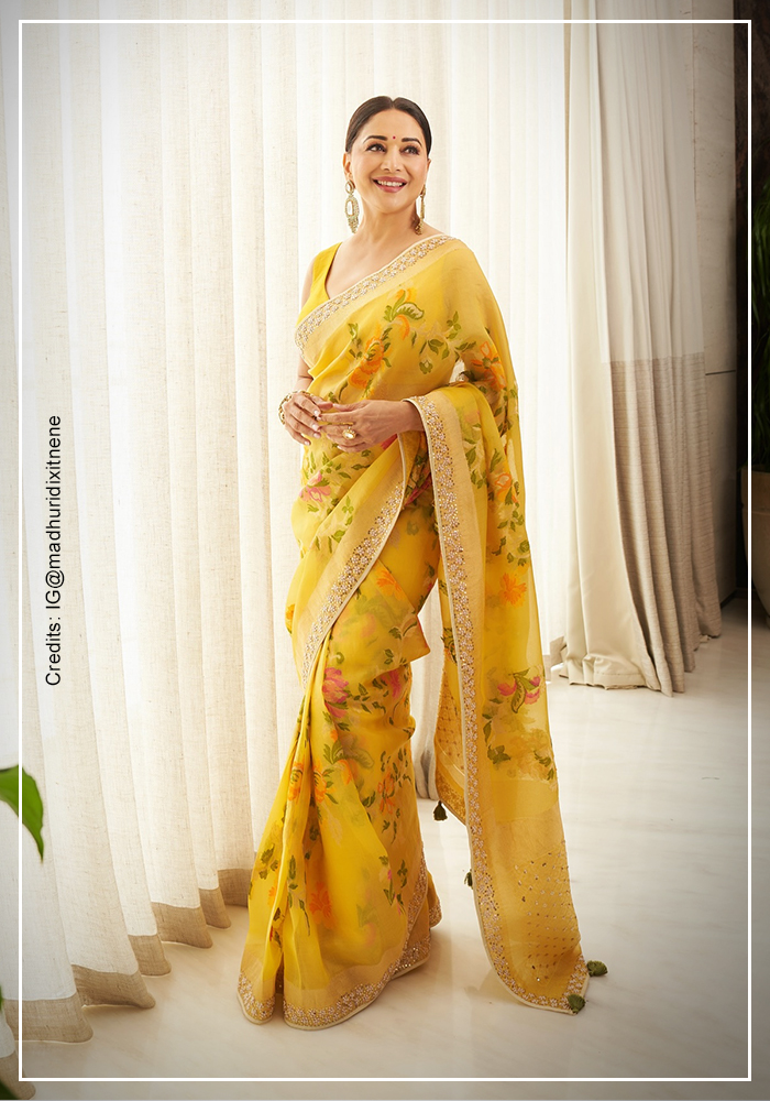 10. Yellow Shalise Handwoven Benarasi Silk Saree by Anita Dongre 