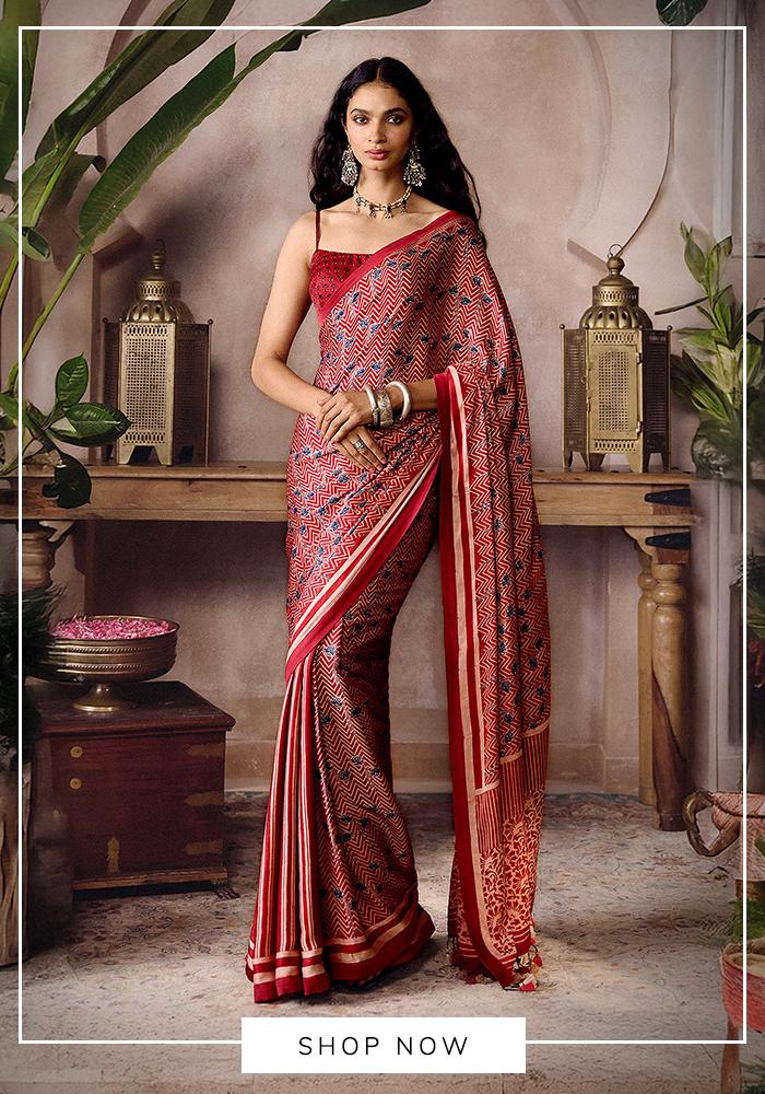 Red kalamkari saree