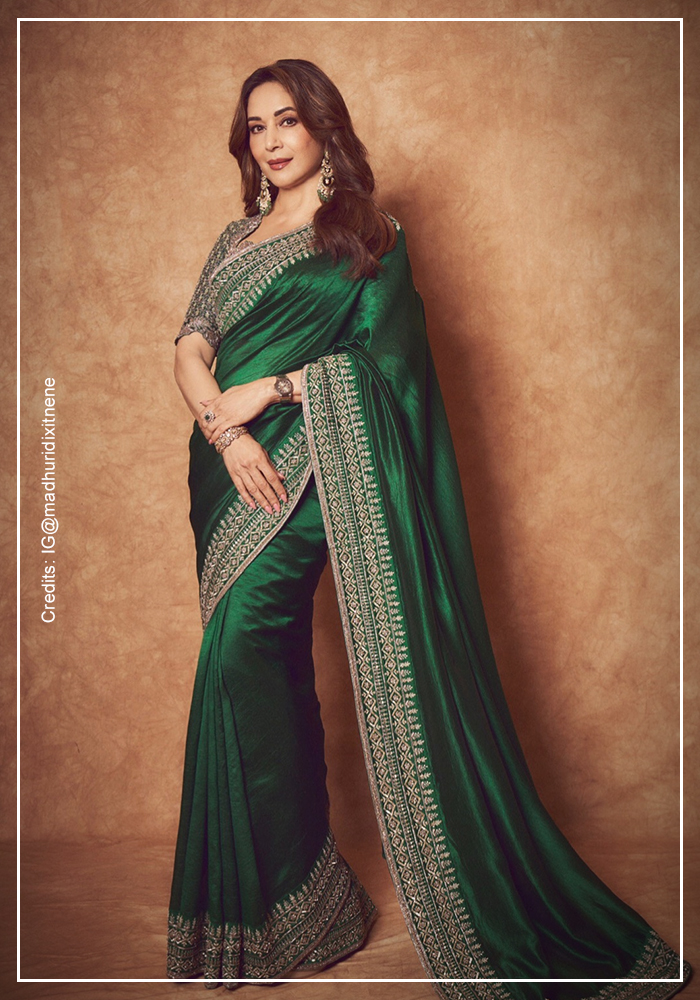 8. Emerald Green Silk Saree by Jayanti Reddy 