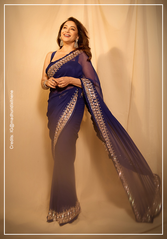 7. Midnight Blue Sequin Saree by Manish Malhotra 