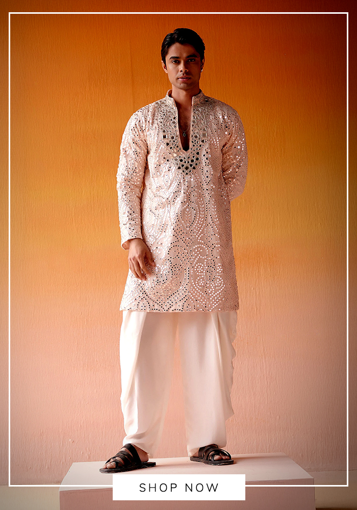 Afghani mirror work kurta set