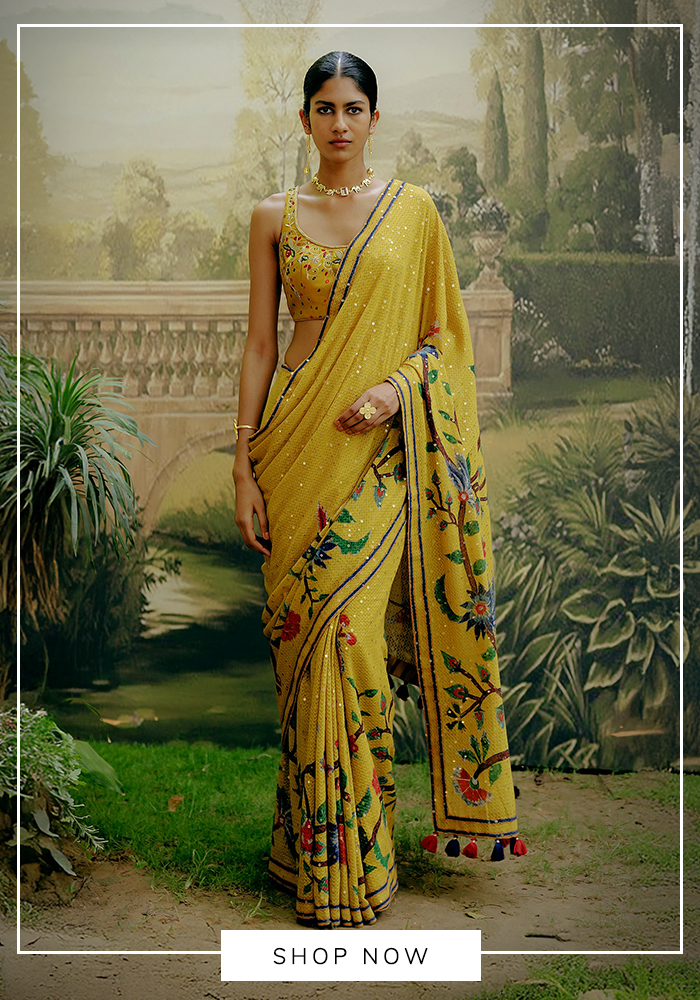 Ajrakh printed saree