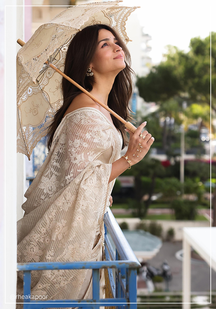 Alia Bhatt with lace umbrella at Cannes 2026