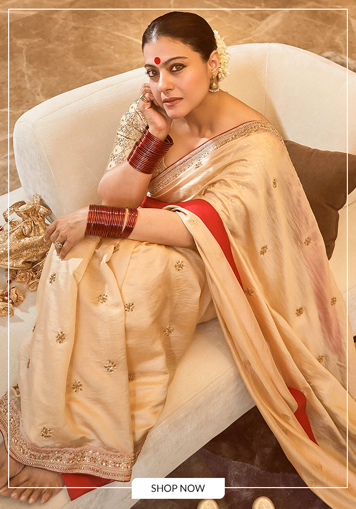 Golden embroidered saree