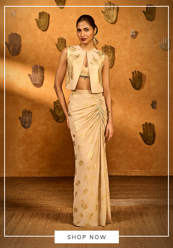 Beige jacket and skirt set