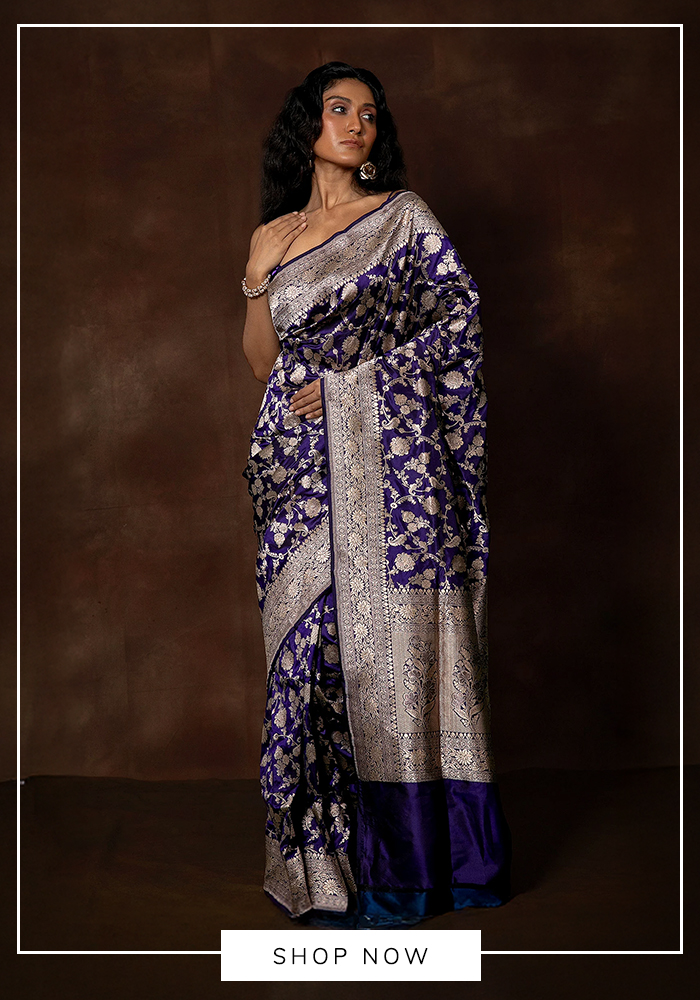 Blue banarasi saree