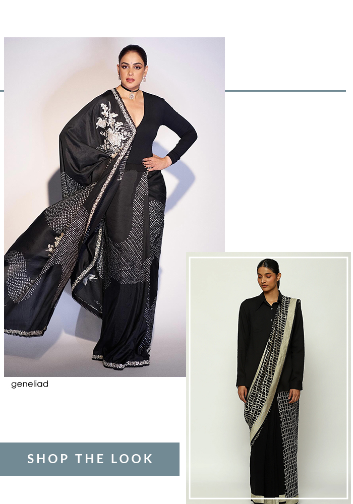 Genelia Deshmukh in ebony saree