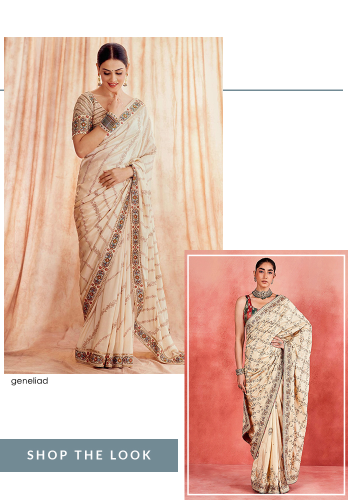 Genelia Deshmukh in ivory organza saree