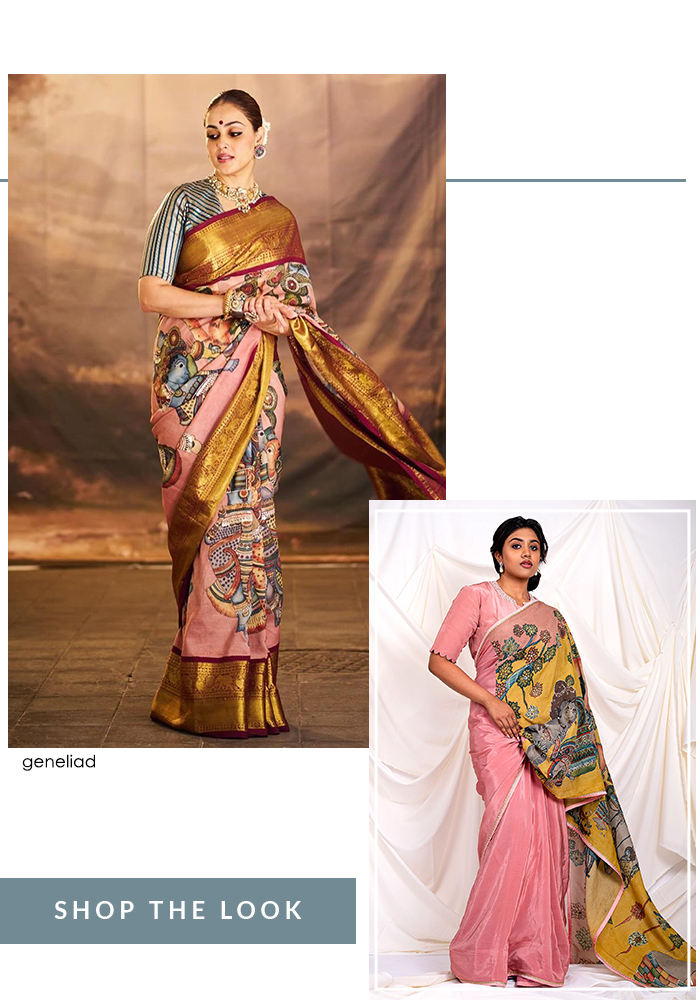 Genelia Deshmukh in kalamkari saree