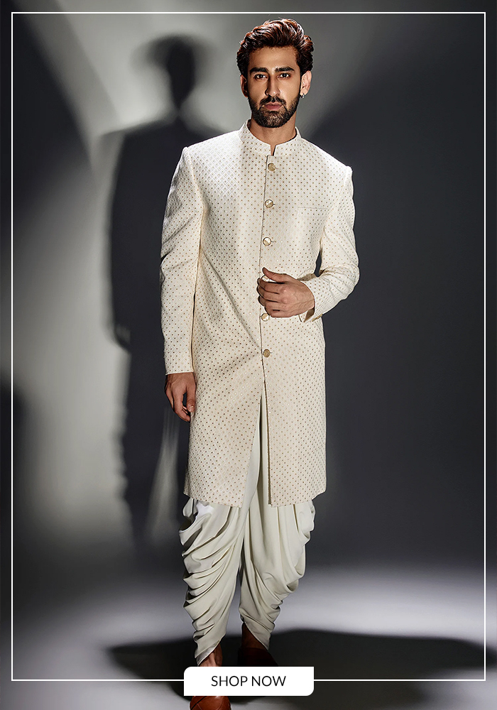 Geometric Patterned Achkan Set