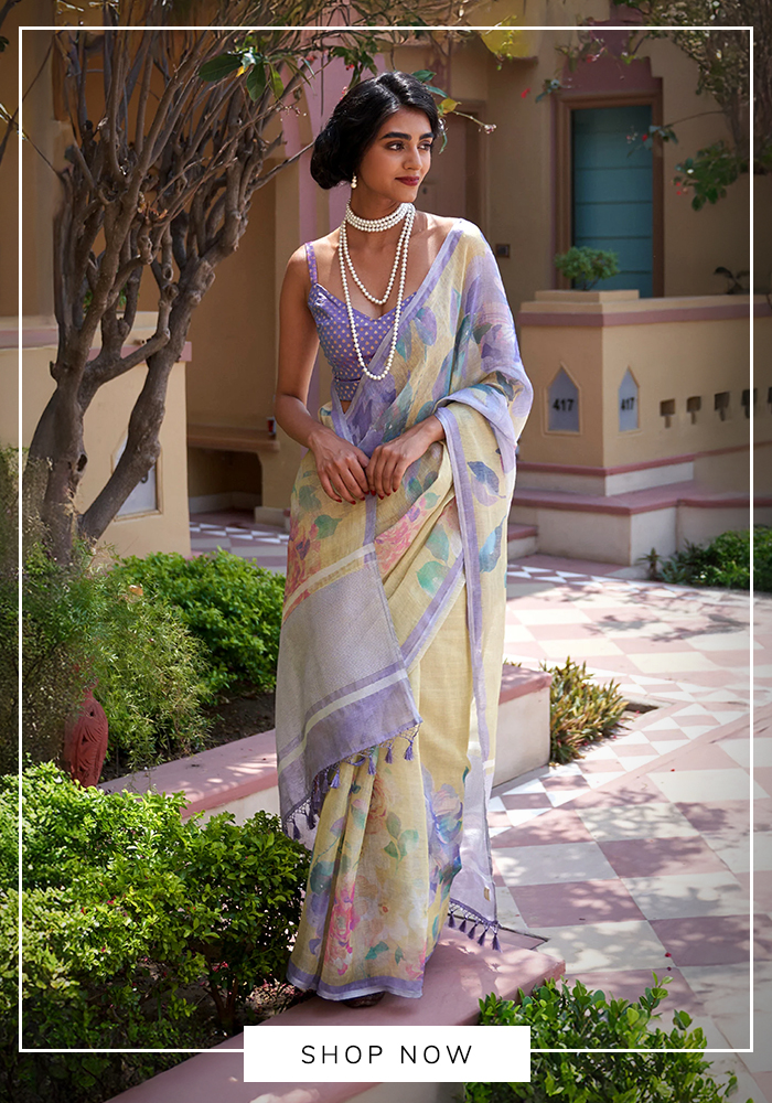 Handloom stripe pattern cotton saree