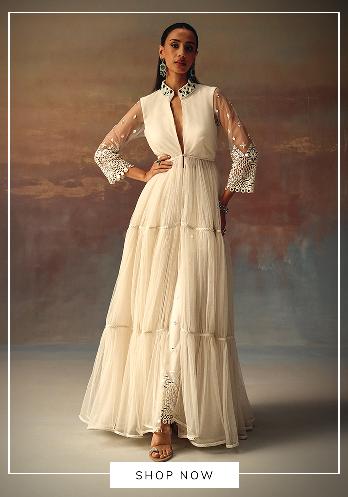 Ivory anarkali jacket