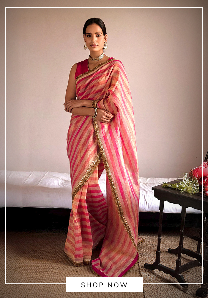 Pink striped handloom saree