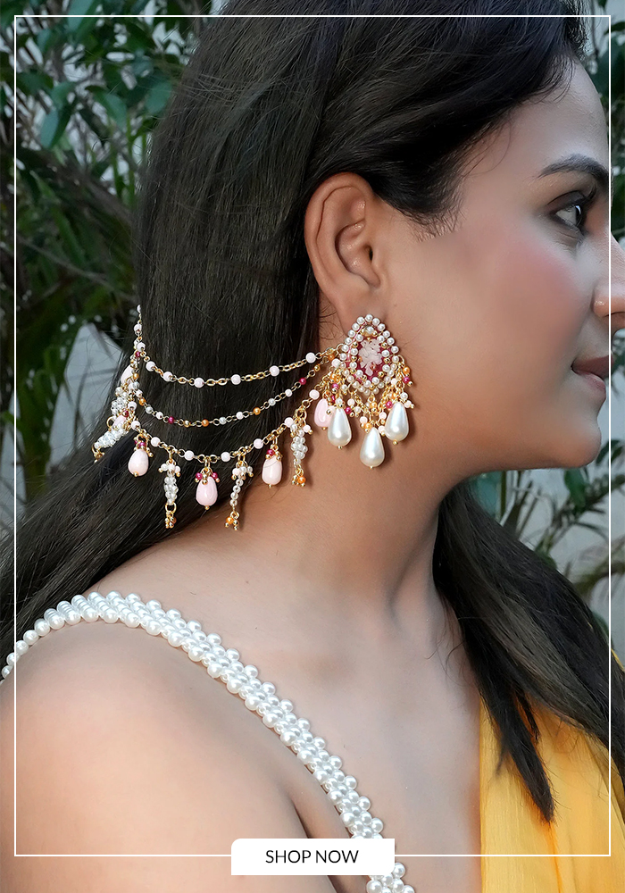 Kundan and beads embellished earchain