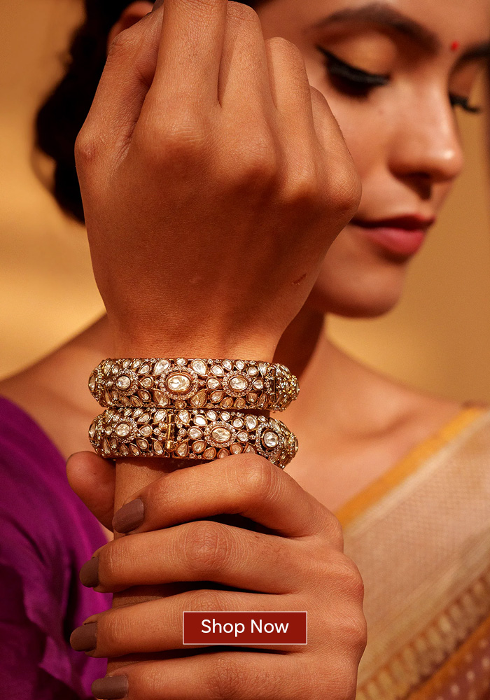 Kundan and polki studded bangles