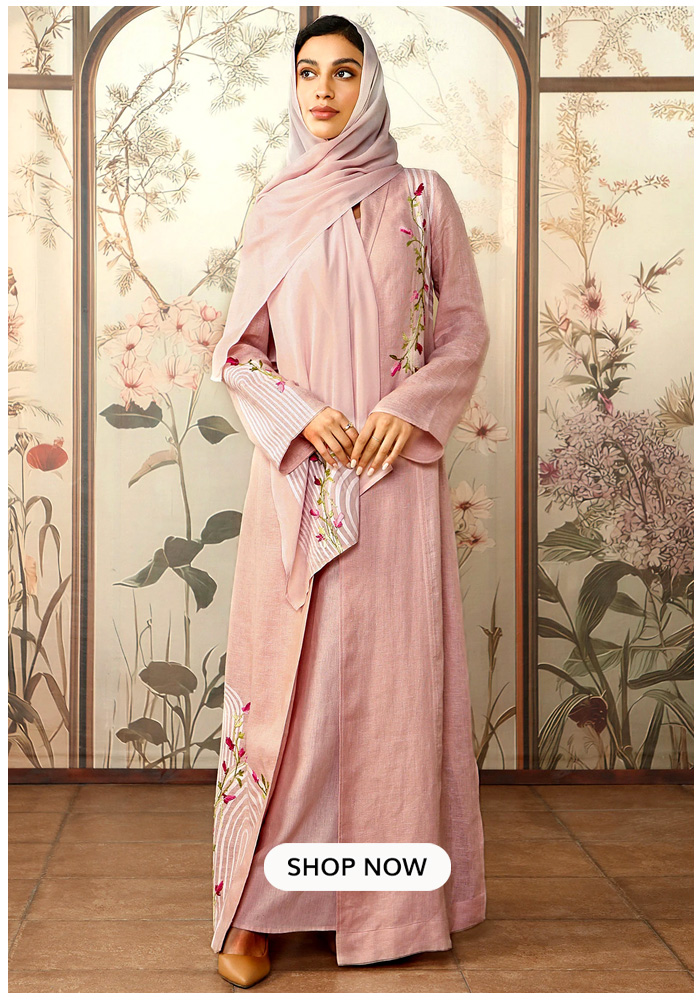 Linen Dress and Abaya Set