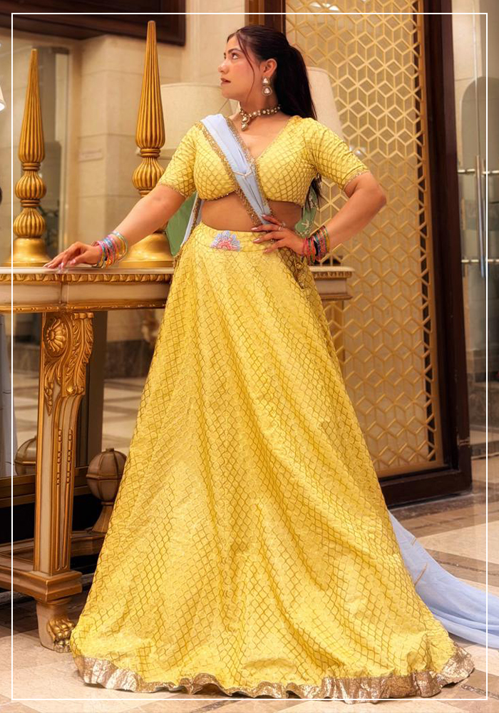 Muskan Khandelwal in sequin embellished Aariyana Couture lehenga
