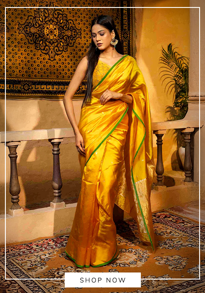 Mustard yellow saree
