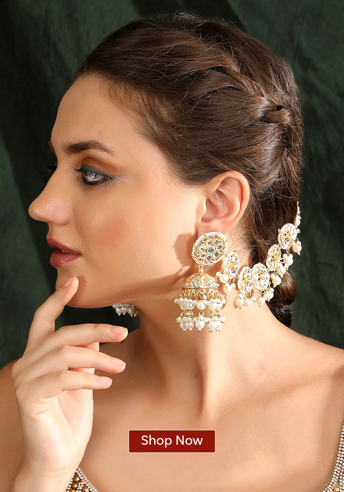 Pearl embellished ear chain
