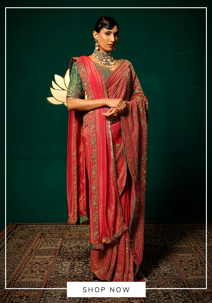 Pink dupatta saree
