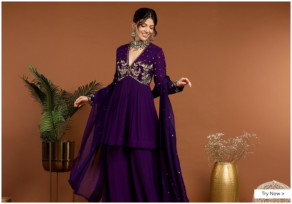 Purple kurta and sharara set