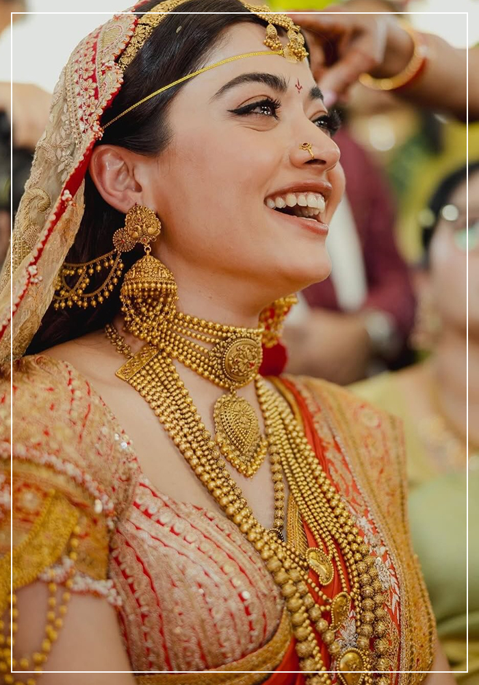 Rashmika Mandanna wearing earchain in her wedding