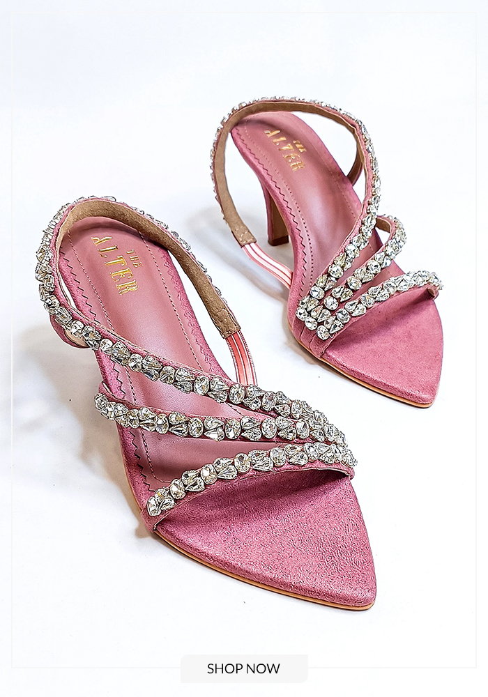 Rhinestone embellished pump heels