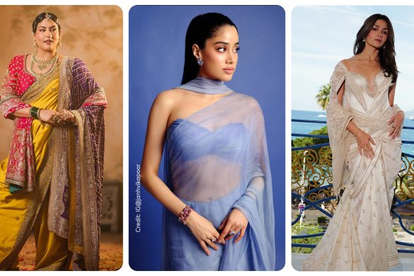 Sakshi Sindwani, Janhvi Kapoor and Alia Bhatt wearing dupatta saree trend