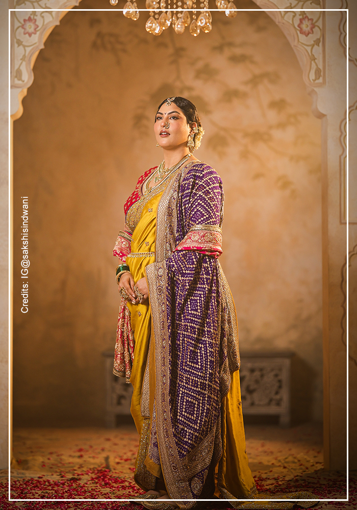 Sakshi Sindwani wearing dupatta saree