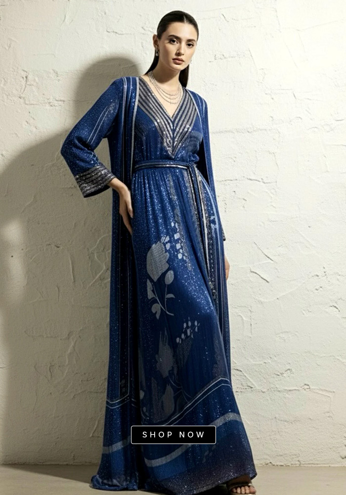 Star print dress and jacket set
