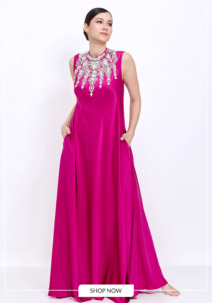 High Neck Satin Gowns 