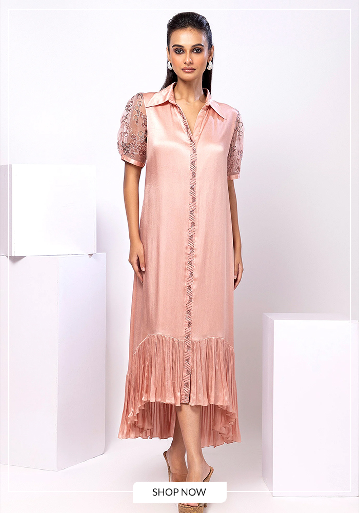 Relaxed Satin Shirt Dresses 