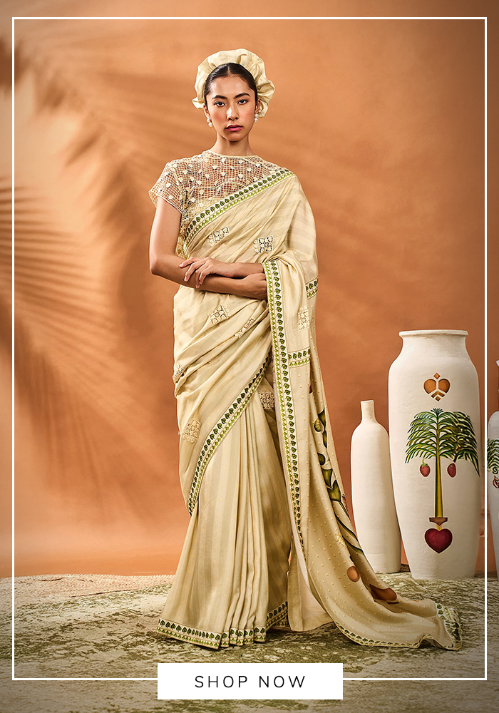 White raw silk saree