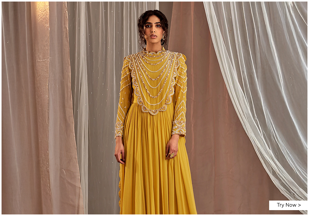 Yellow anarkali set with dupatta