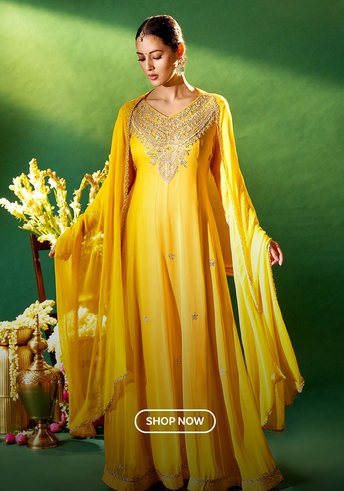 A Sunshine Yellow Embellished Anarkali for Daytime Festivities