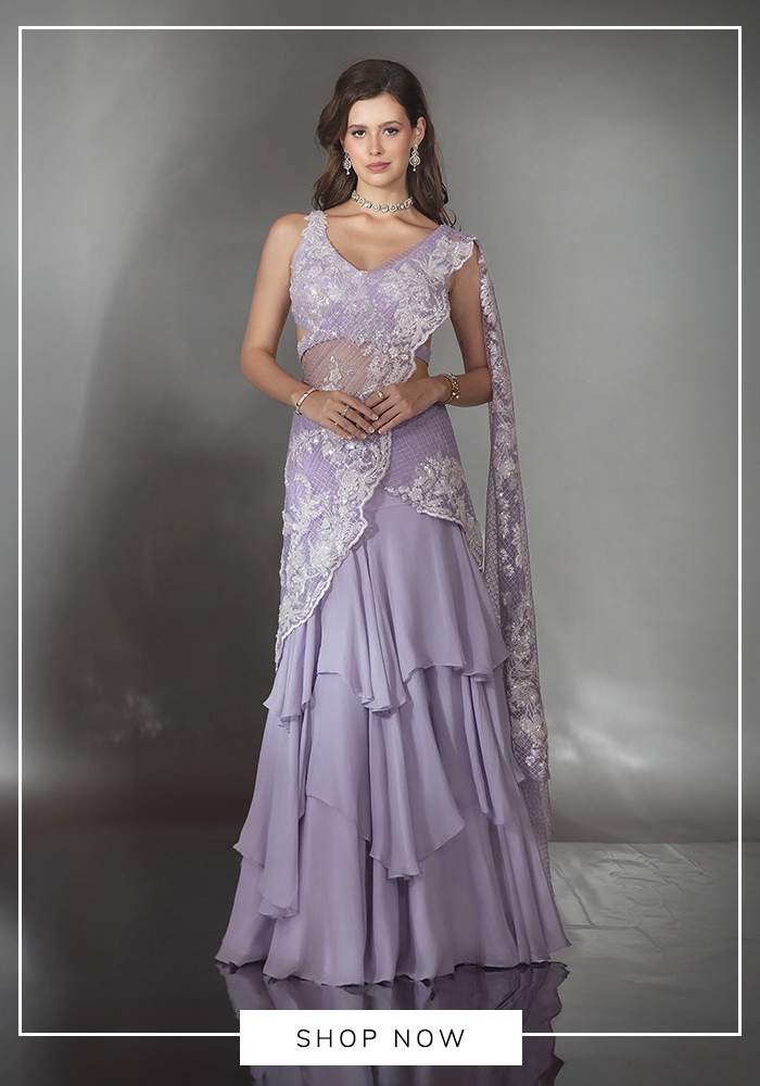 Amethyst Tide Saree by Saaj by Ankita 