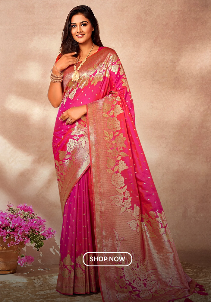 A Bloom-Inspired Pink Saree for Timeless Elegance 
