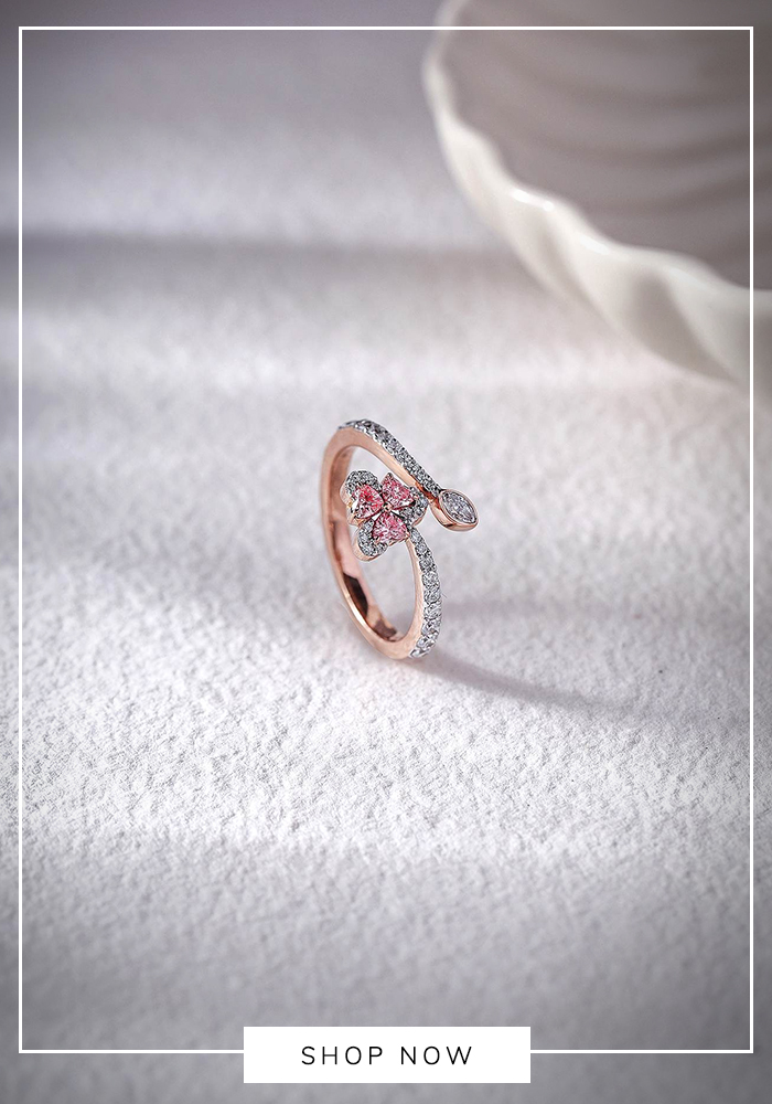 The Pink Heart Trio Ring by Araiya by Aza