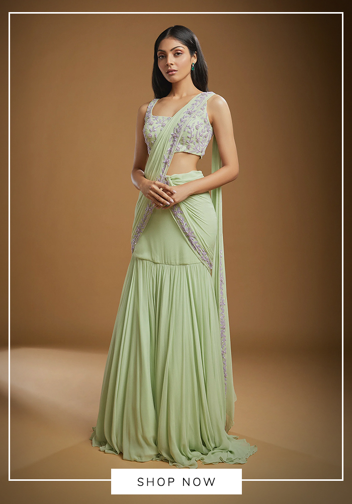 Emerald Reef Saree by Kiyohra 