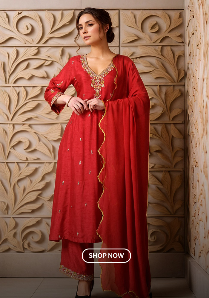 A Floral Red Kurta Set That Feels Festive Without Trying Too Hard