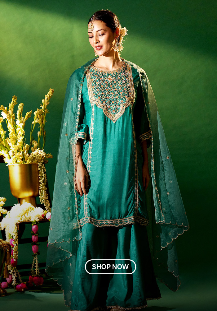 A Classic Green Sharara Set That Never Fails