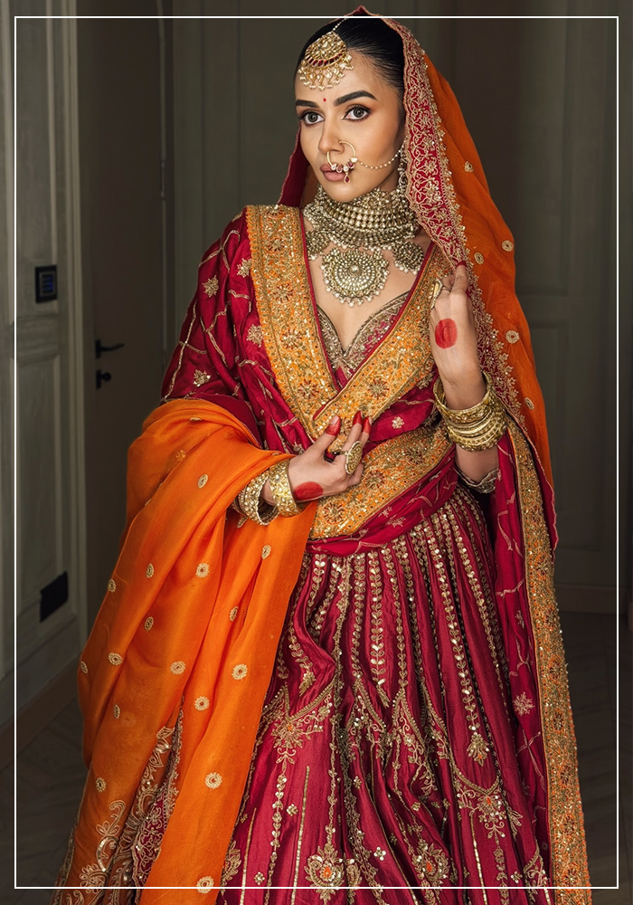 9. Jigar Mali's Dual-Dupatta Bridal Drama