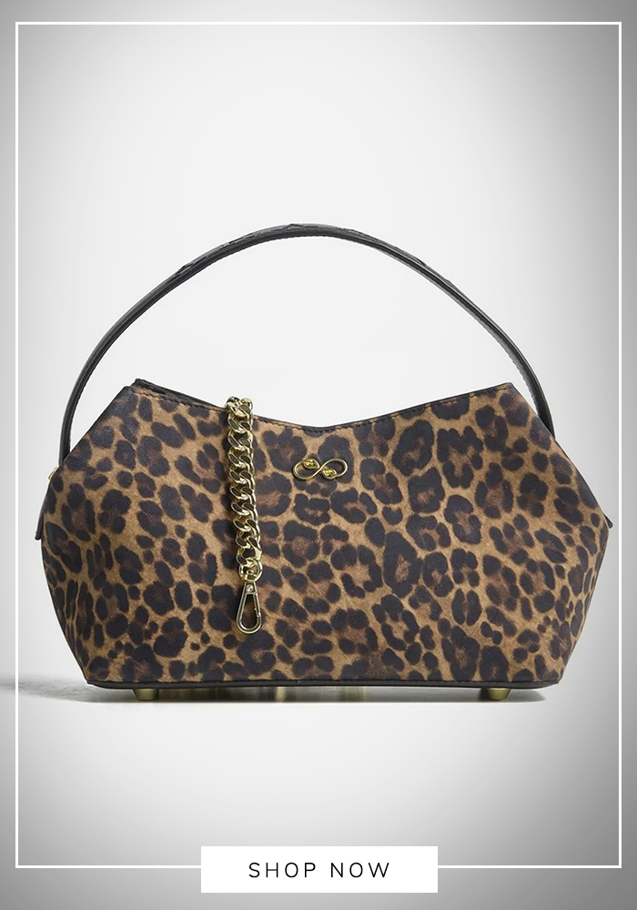 Animal print baquette bag