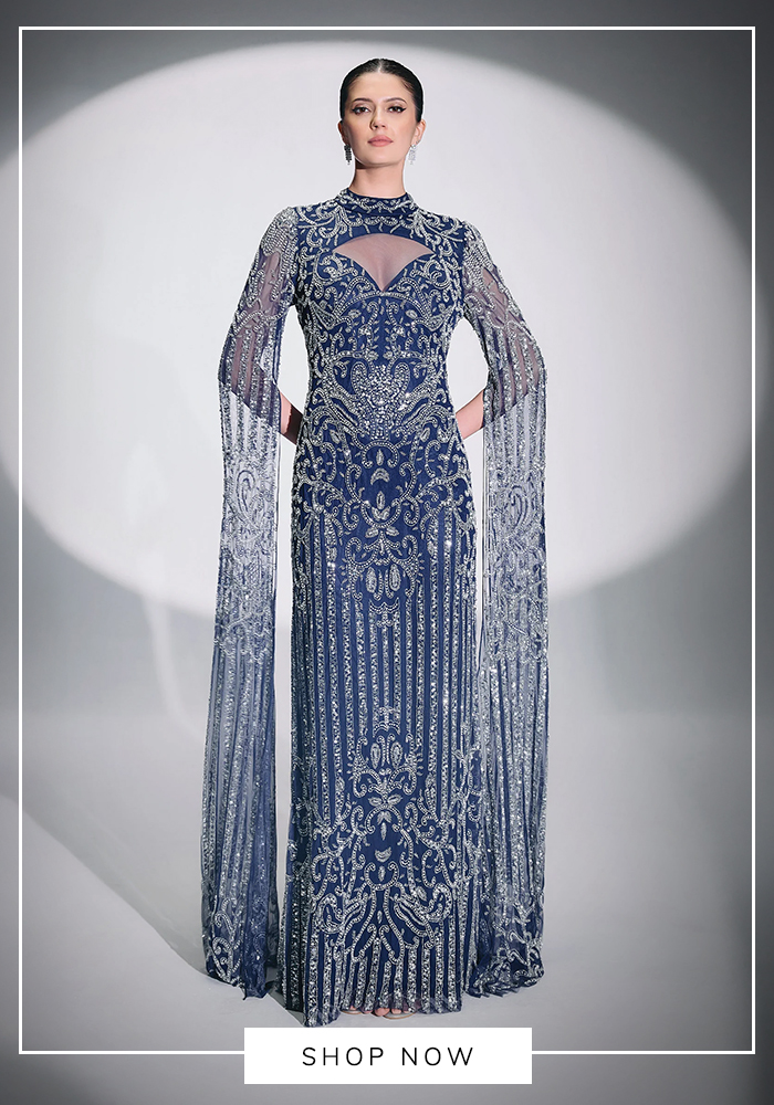 Bling Empire's cape maxi gown