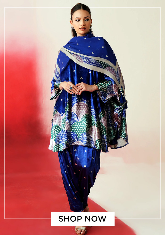 Blue kaftan pant set