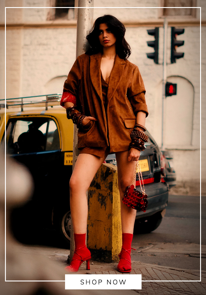Brown suede oversized blazer