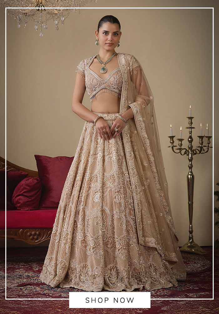 Chaashni by Maansi and Ketan and stone embellished bridal lehenga set for sagai