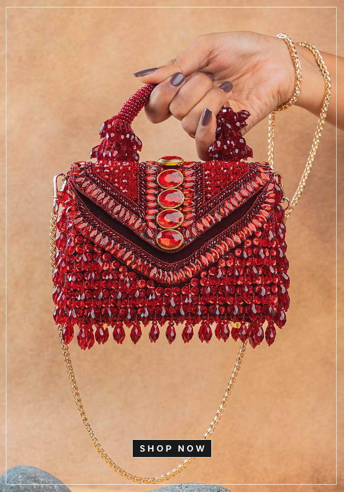 Crystal embellished wine bag